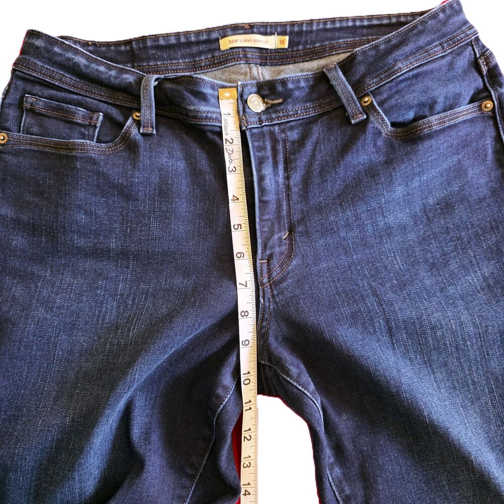 Levi's 529 Curvy Bootcut Jeans Women's Size 16 Mid Rise Dark Wash Blue Denim - Picture 7 of 10
